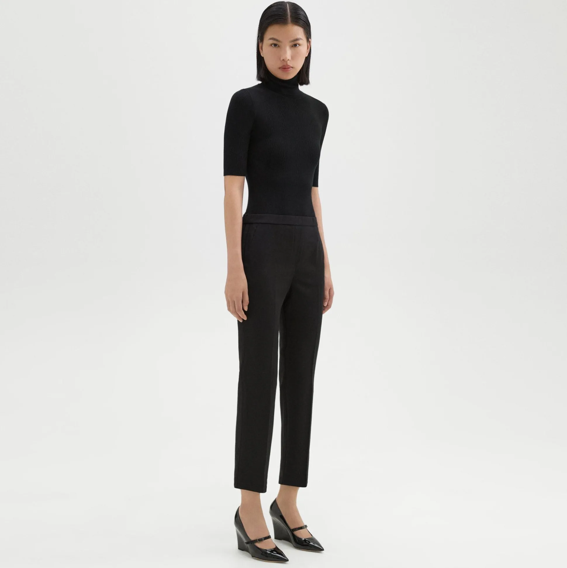 Theory Treeca Pull-On Pant In Sleek Flannel-Women Suits|Pants