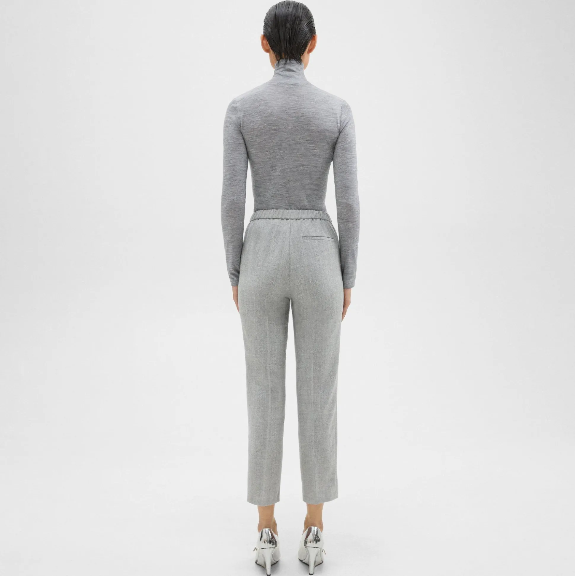 Theory Treeca Pull-On Pant In Sleek Flannel-Women Suits|Pants