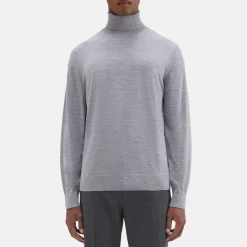 Theory Turtleneck Sweater In Regal Wool-Men Sweaters + Cardigans
