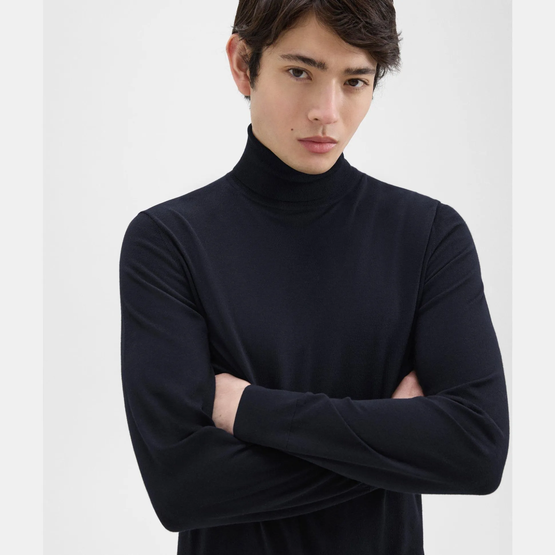 Theory Turtleneck Sweater In Regal Wool-Men Sweaters + Cardigans