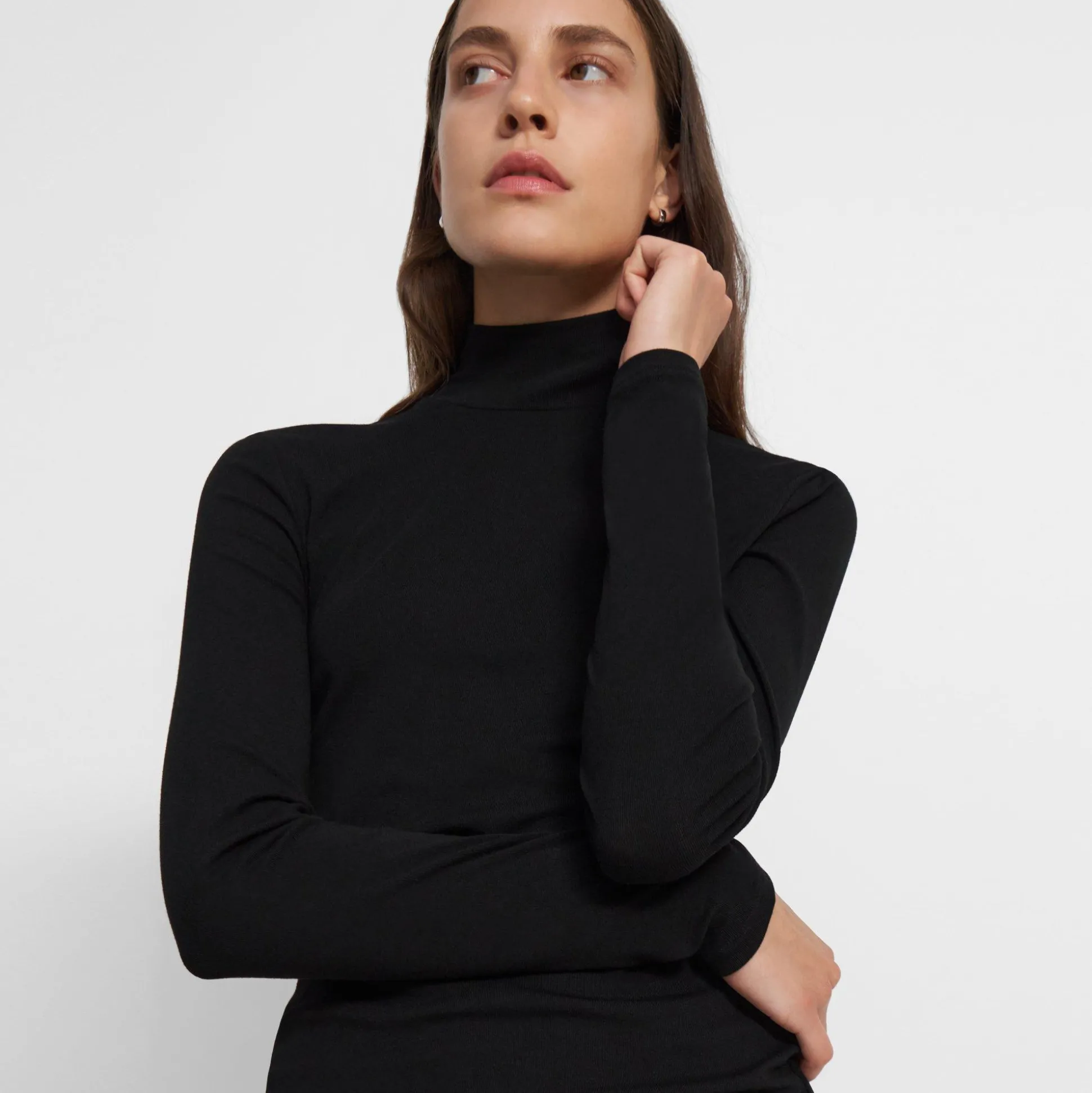 Theory Turtleneck Sweater In Ribbed Viscose-Women T-Shirts