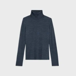 Theory Turtleneck Tee In Melange Wool Jersey-Women T-Shirts
