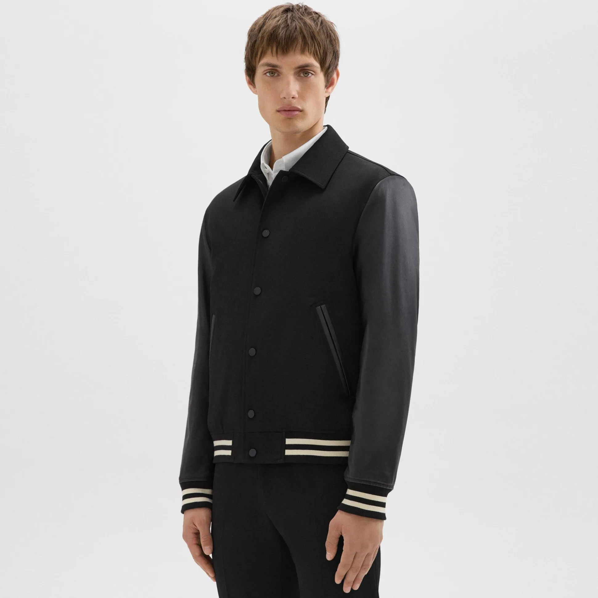 Theory Varsity Jacket In Textured Gabardine-Men Outerwear