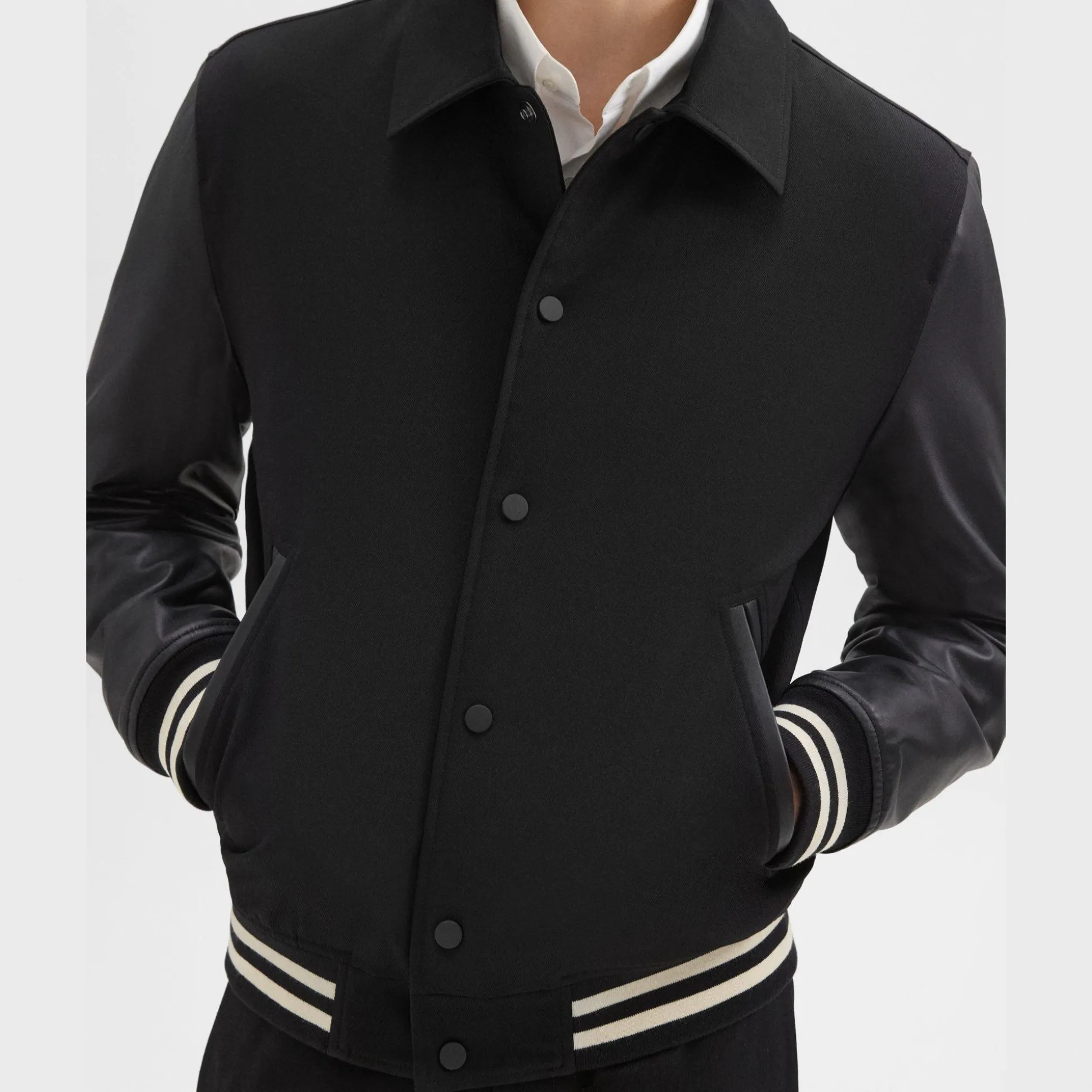 Theory Varsity Jacket In Textured Gabardine-Men Outerwear