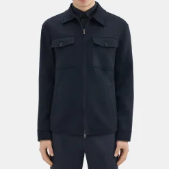 Theory Vena Shirt Jacket In Double-Face Wool-Cashmere-Men Outerwear