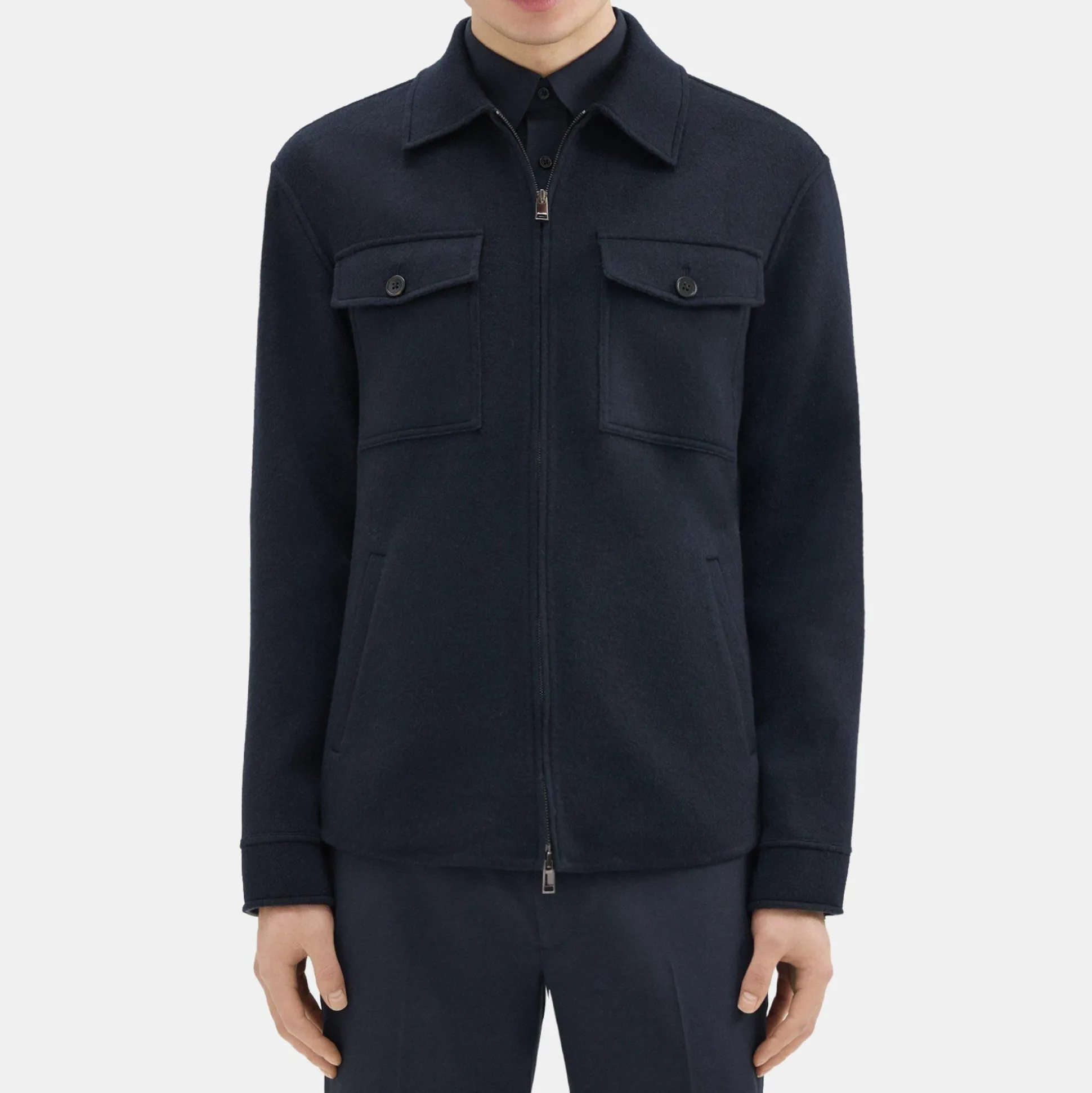Theory Vena Shirt Jacket In Double-Face Wool-Cashmere-Men Outerwear