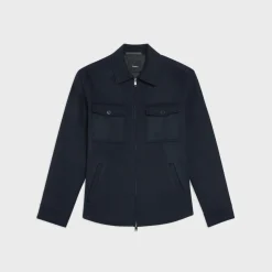 Theory Vena Shirt Jacket In Double-Face Wool-Cashmere-Men Outerwear