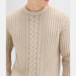 Theory Vilare Cable Knit Sweater In Dane Wool-Men Sweaters + Cardigans