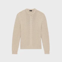 Theory Vilare Cable Knit Sweater In Dane Wool-Men Sweaters + Cardigans