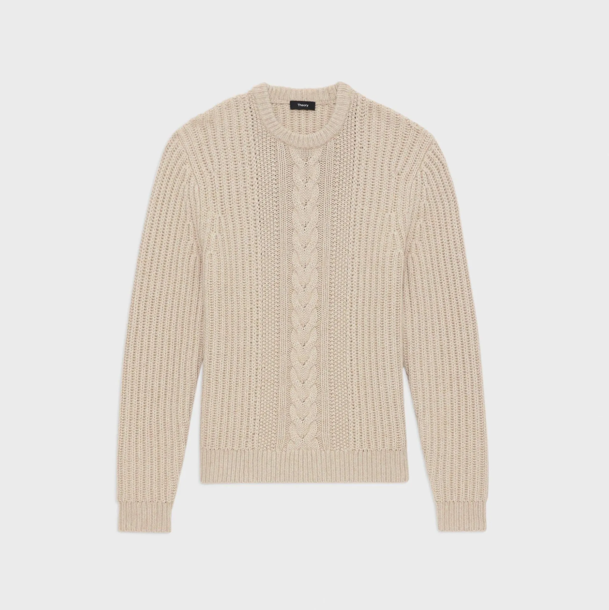 Theory Vilare Cable Knit Sweater In Dane Wool-Men Sweaters + Cardigans
