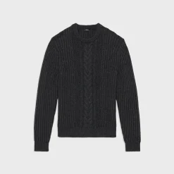 Theory Vilare Cable Knit Sweater In Dane Wool-Men Sweaters + Cardigans