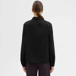 Theory Virgin Wool Popover Shirt-Women Tops