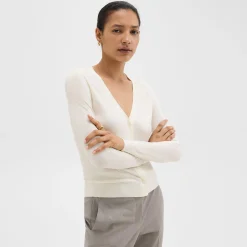 Theory V-Neck Cardigan In Regal Wool-Women Sweaters + Cardigans