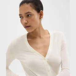 Theory V-Neck Cardigan In Regal Wool-Women Sweaters + Cardigans