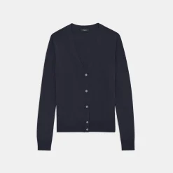 Theory V-Neck Cardigan In Regal Wool-Women Sweaters + Cardigans