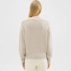Theory V-Neck Sweater In Recycled Wool-Cashmere-Women Sweaters + Cardigans