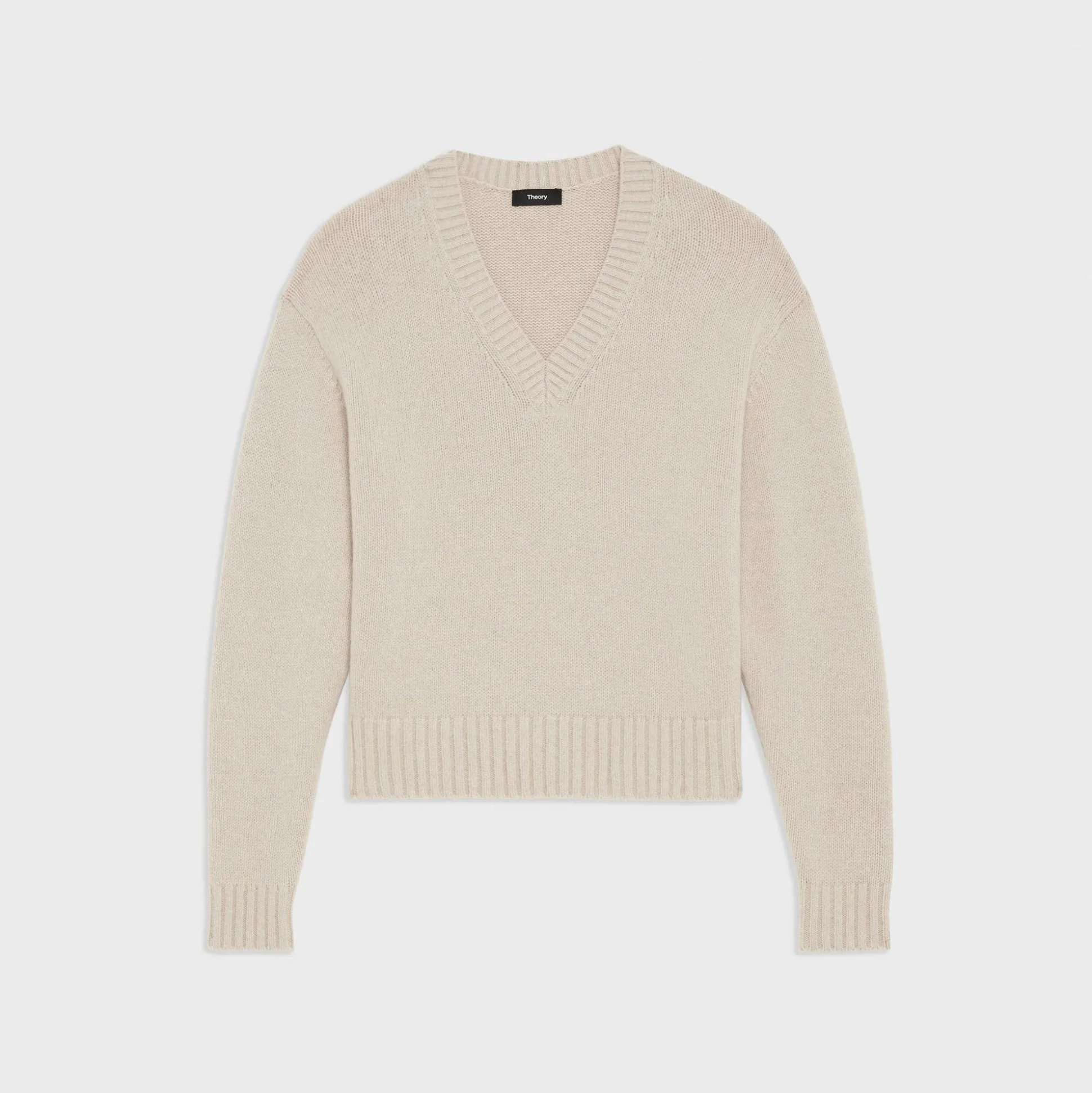 Theory V-Neck Sweater In Recycled Wool-Cashmere-Women Sweaters + Cardigans