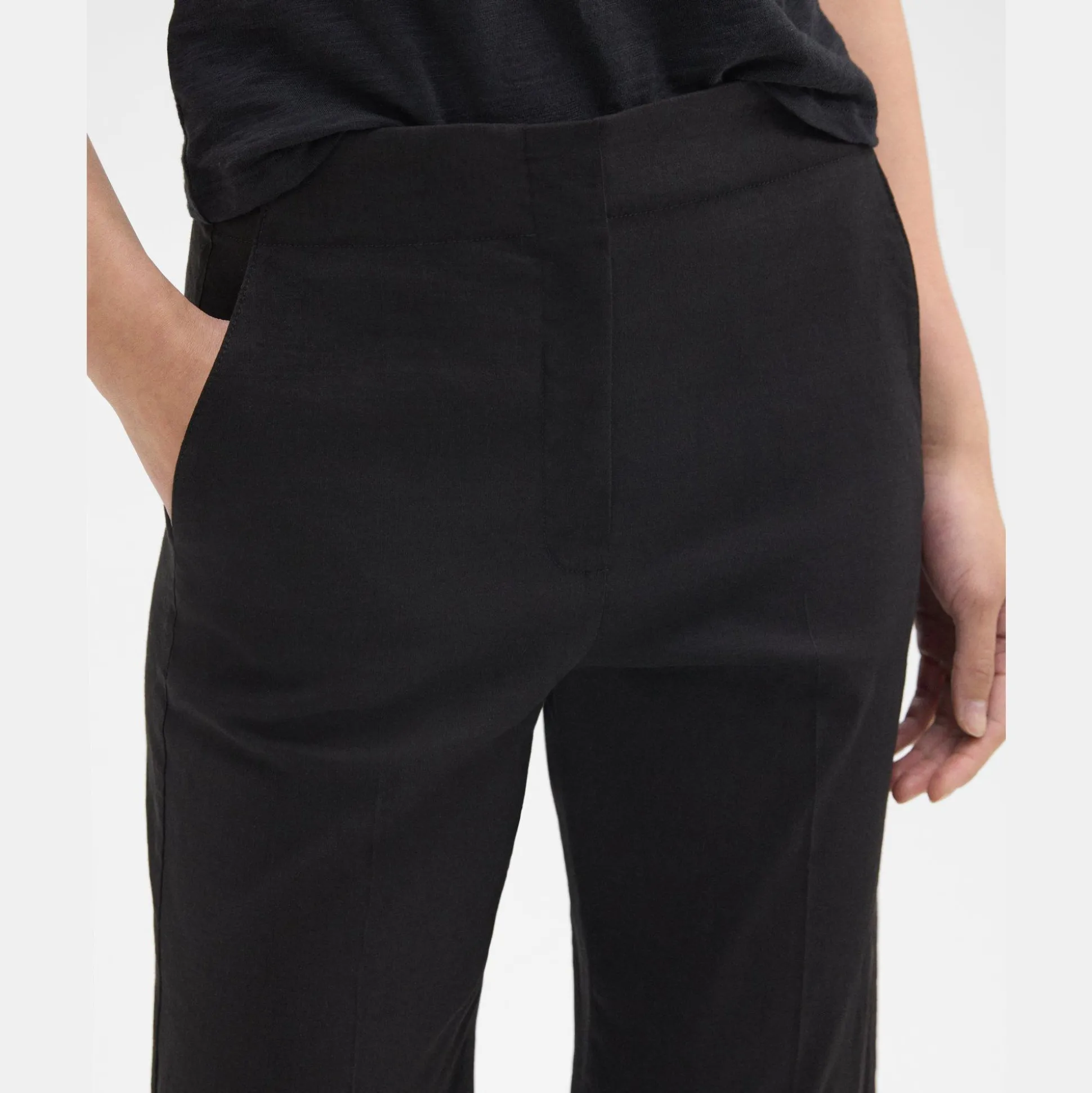 Theory Wide Crop Pant In Good Linen-Women Pants