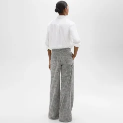 Theory Wide-Leg Carpenter Pant In Canvas Tweed-Women Pants