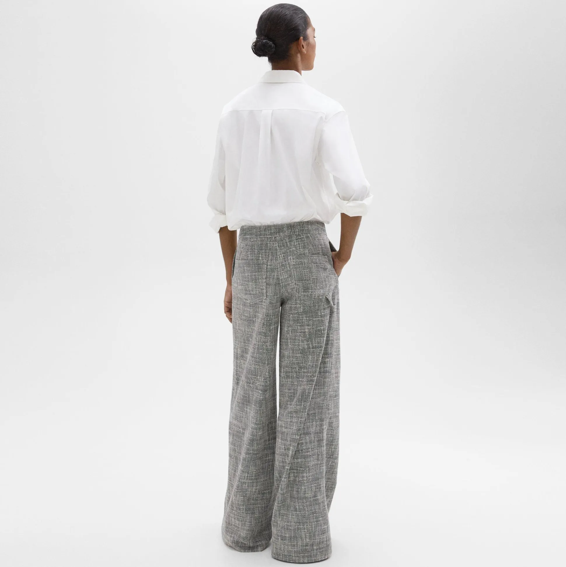 Theory Wide-Leg Carpenter Pant In Canvas Tweed-Women Pants