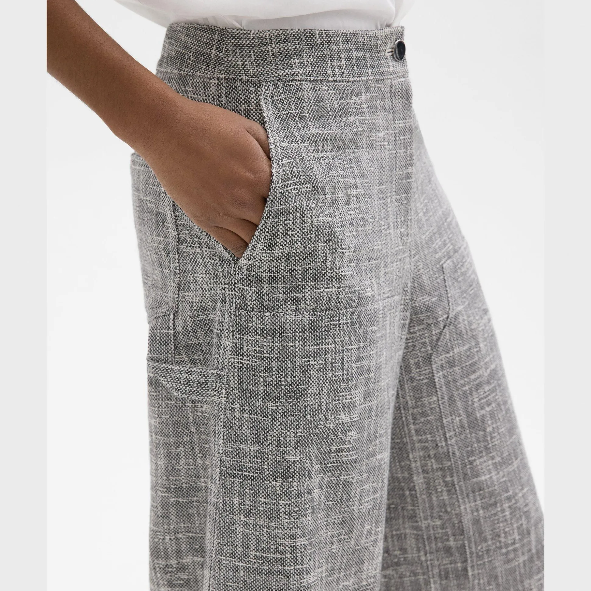 Theory Wide-Leg Carpenter Pant In Canvas Tweed-Women Pants