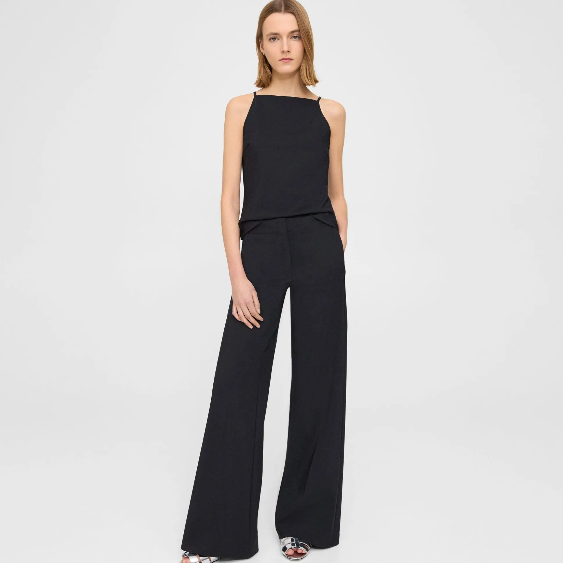 Theory Wide-Leg Pant In Precision Ponte-Women Suits|Pants