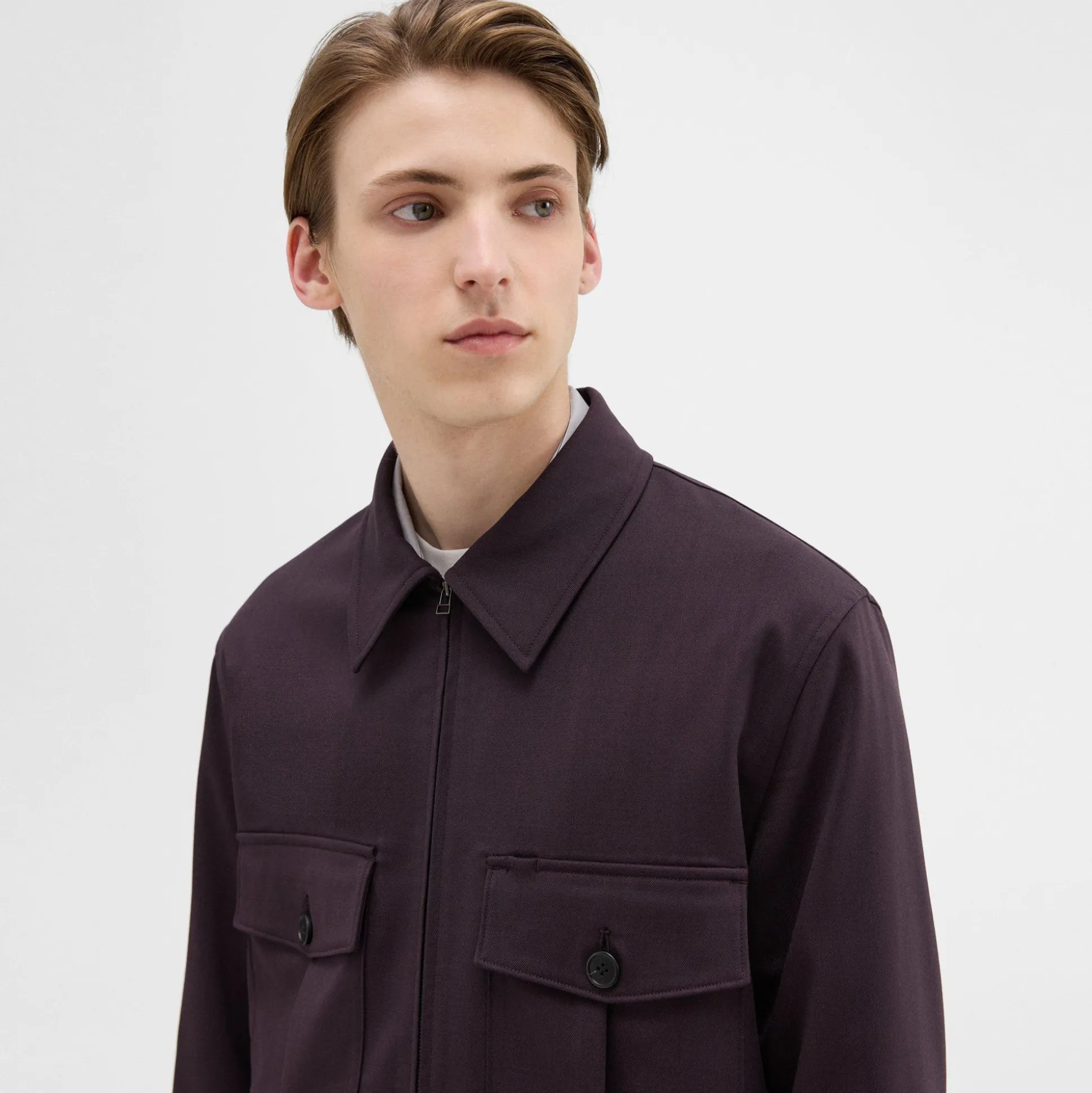 Theory Wool Gabardine Shirt Jacket-Men Outerwear