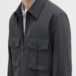 Theory Wool Gabardine Shirt Jacket-Men Outerwear