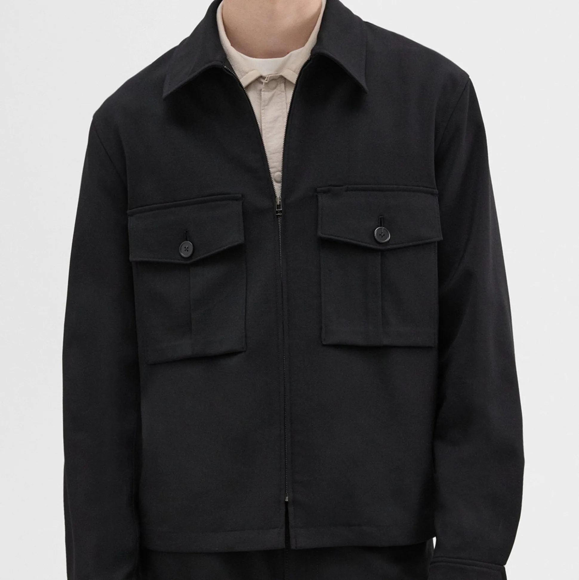 Theory Wool Gabardine Shirt Jacket-Men Outerwear