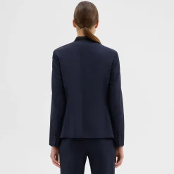 Theory Wool Gabardine Stand-Collar Blazer-Women Suits|Blazers + Jackets