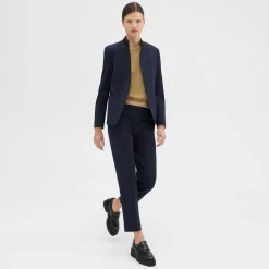 Theory Wool Gabardine Stand-Collar Blazer-Women Suits|Blazers + Jackets