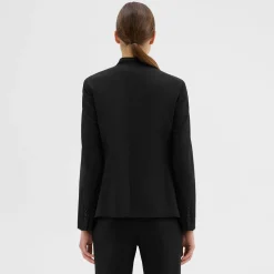 Theory Wool Gabardine Stand-Collar Blazer-Women Suits|Blazers + Jackets