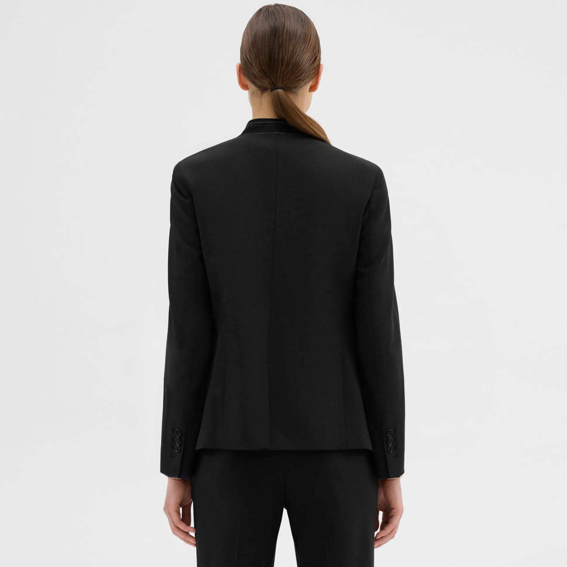 Theory Wool Gabardine Stand-Collar Blazer-Women Suits|Blazers + Jackets