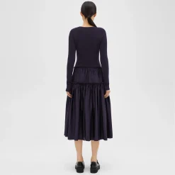 Theory Wool-Viscose Combo Dress-Women Dresses