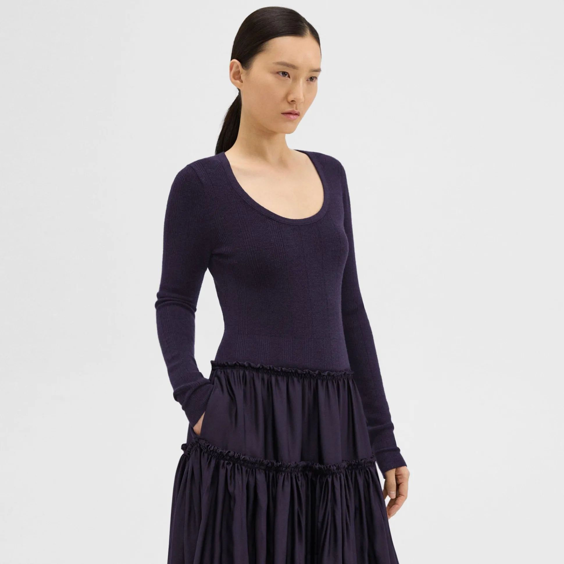 Theory Wool-Viscose Combo Dress-Women Dresses