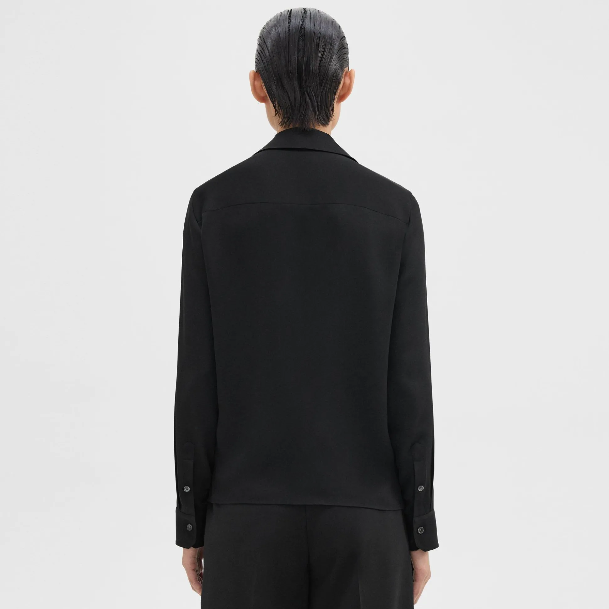 Theory Wrap Blouse In Silk Georgette-Women Tops