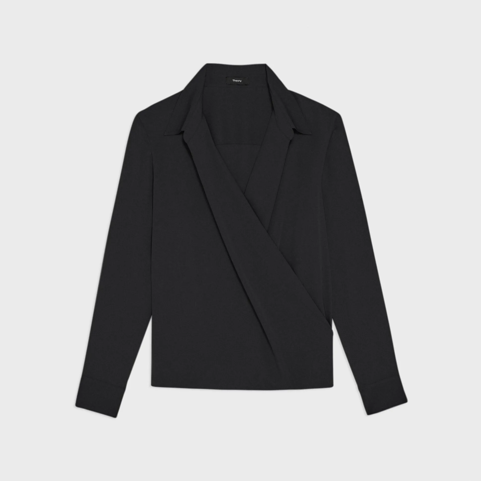 Theory Wrap Blouse In Silk Georgette-Women Tops