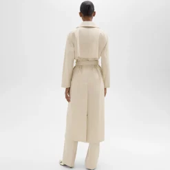 Theory Wrap Trench Coat In Organic Cotton-Women Outerwear