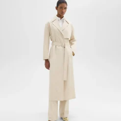 Theory Wrap Trench Coat In Organic Cotton-Women Outerwear