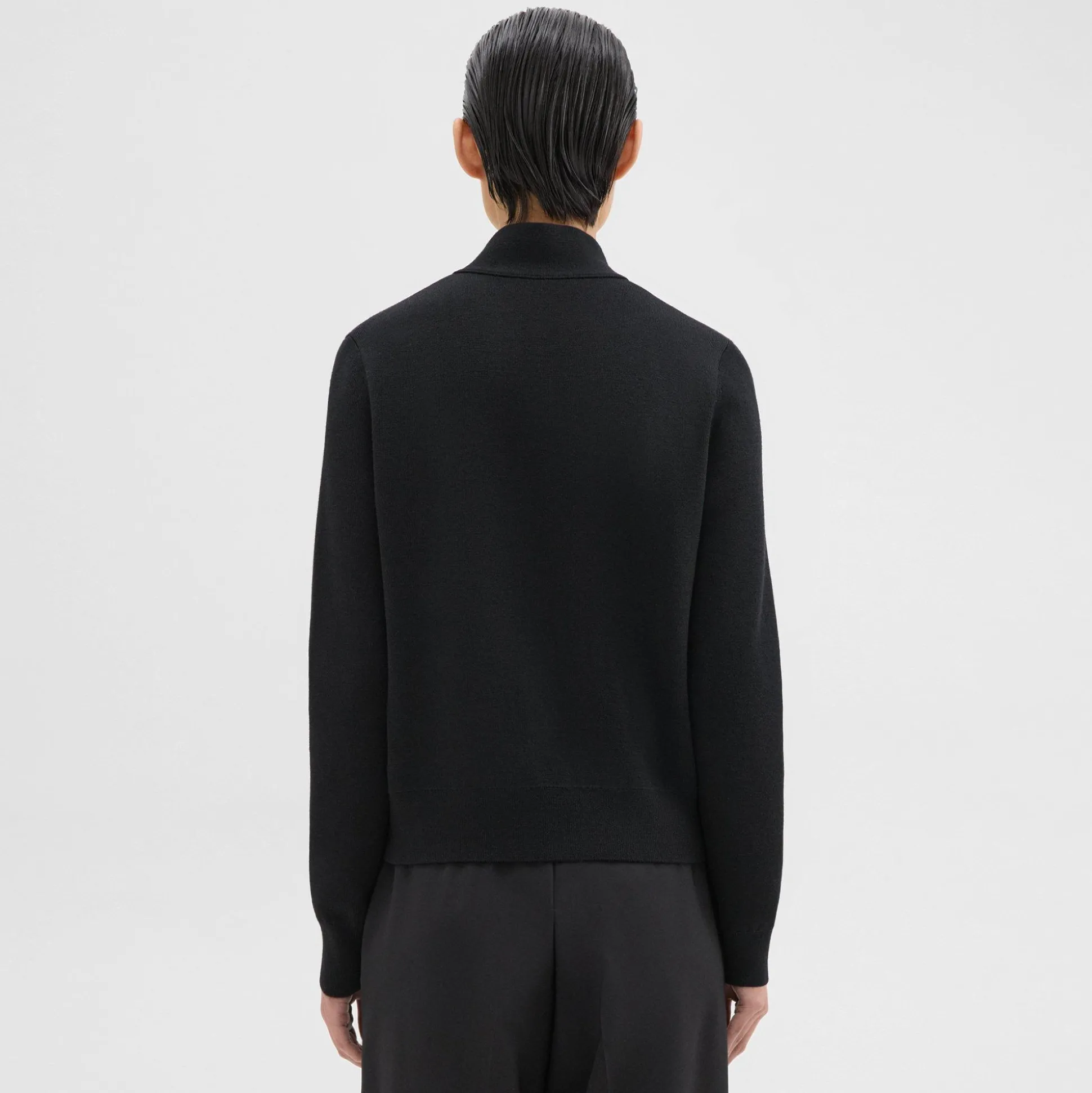 Theory Zip-Up Cardigan In Washable Merino Wool-Women Sweaters + Cardigans