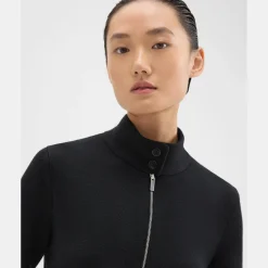 Theory Zip-Up Cardigan In Washable Merino Wool-Women Sweaters + Cardigans